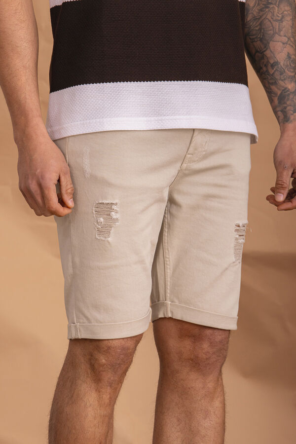 Celopman Bermuda 5 Bolsillos Rotos beige