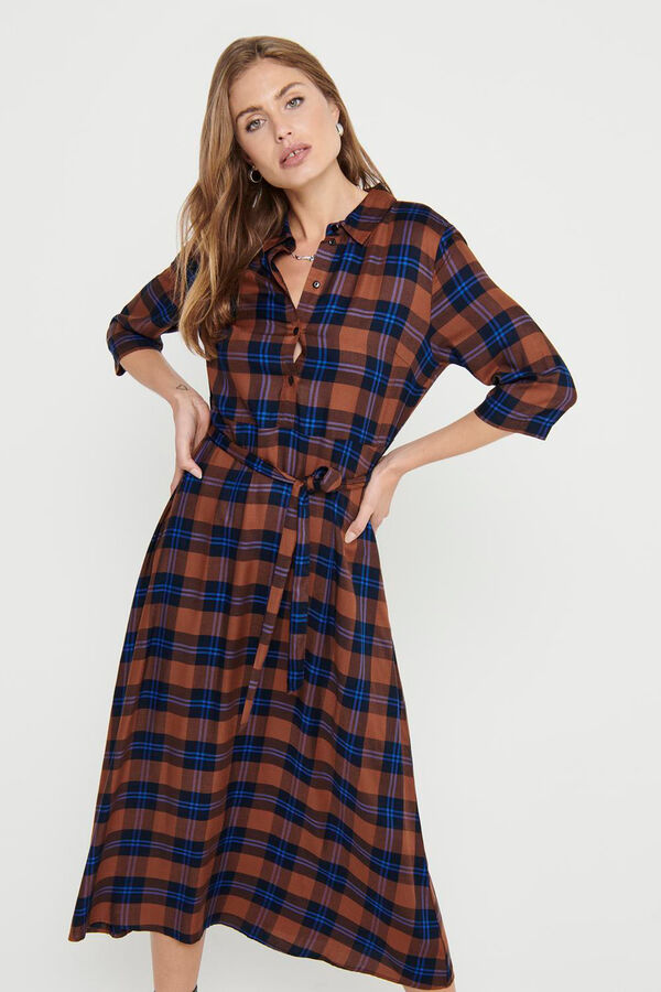 JDY Vestido midi camisero marr&oacute;n