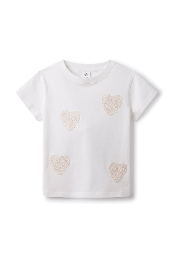 Springfield Kids Camiseta corazones crochet ni&ntilde;a beige