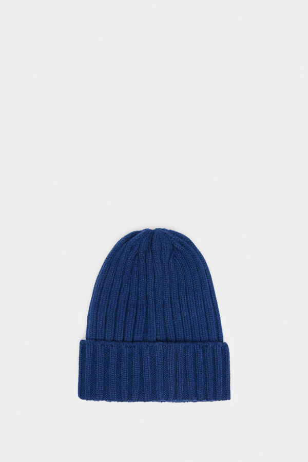 Springfield Gorro beanie básico canelado azul