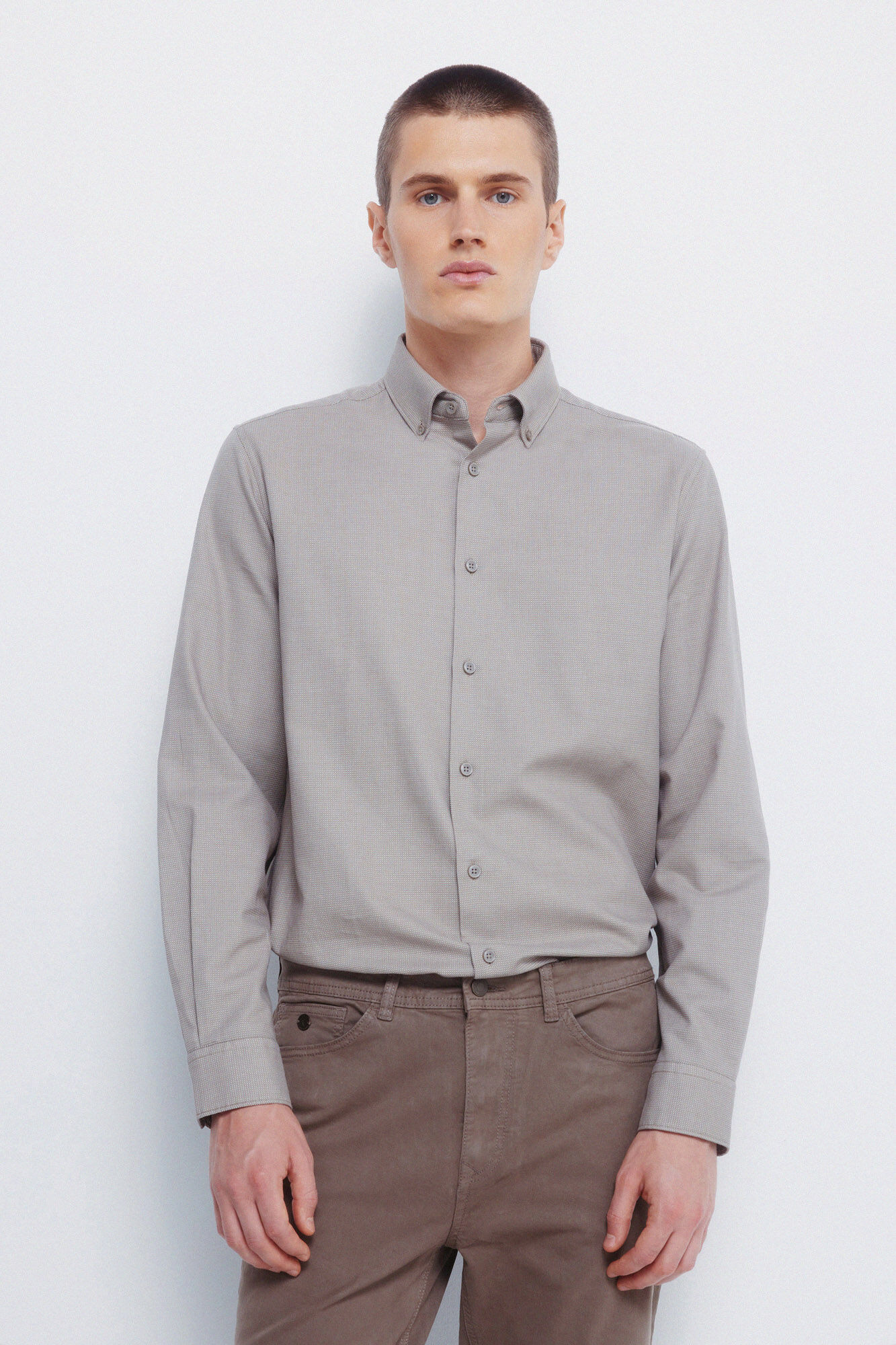 Springfield Camisa vestir estructura bicolor