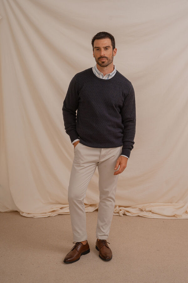 Celopman Jersey Nudos Cuello Caja azul