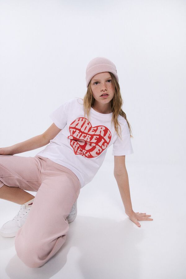 Springfield Kids Camiseta corazón niña blanco