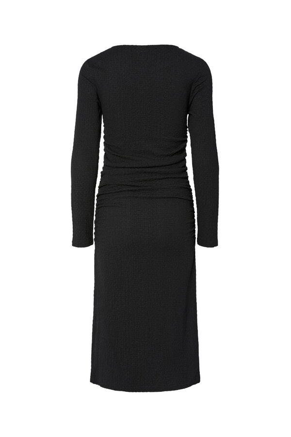 Pieces Vestido midi manga comprida preto