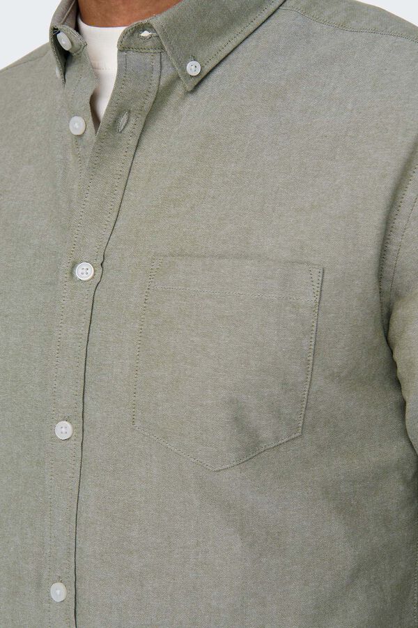Only & Sons Camisa de manga comprida Oxford verde