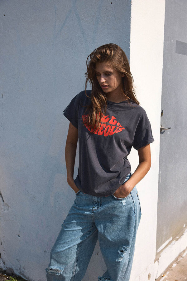 Noisy May Camiseta de Manga Corta con Print Frontal gris