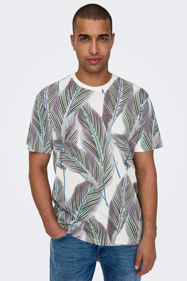 Only & Sons Camisola com estampado de folhas branco