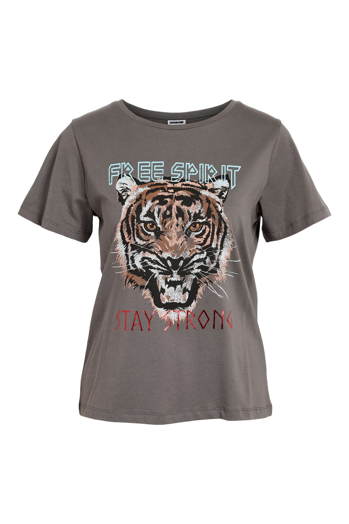 Noisy May Camiseta b&aacute;sica con print rockero: Un toque rebelde para tu estilo casual.