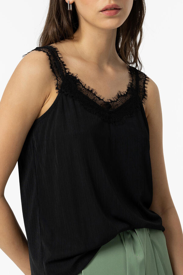 Tiffosi Top com renda preto