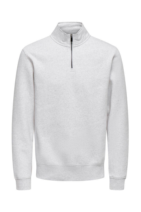 Only & Sons Sweatshirt com fecho-&eacute;clair cinzento
