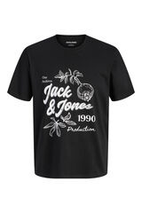 Jack & Jones T-shirt em algod&atilde;o estampada preto