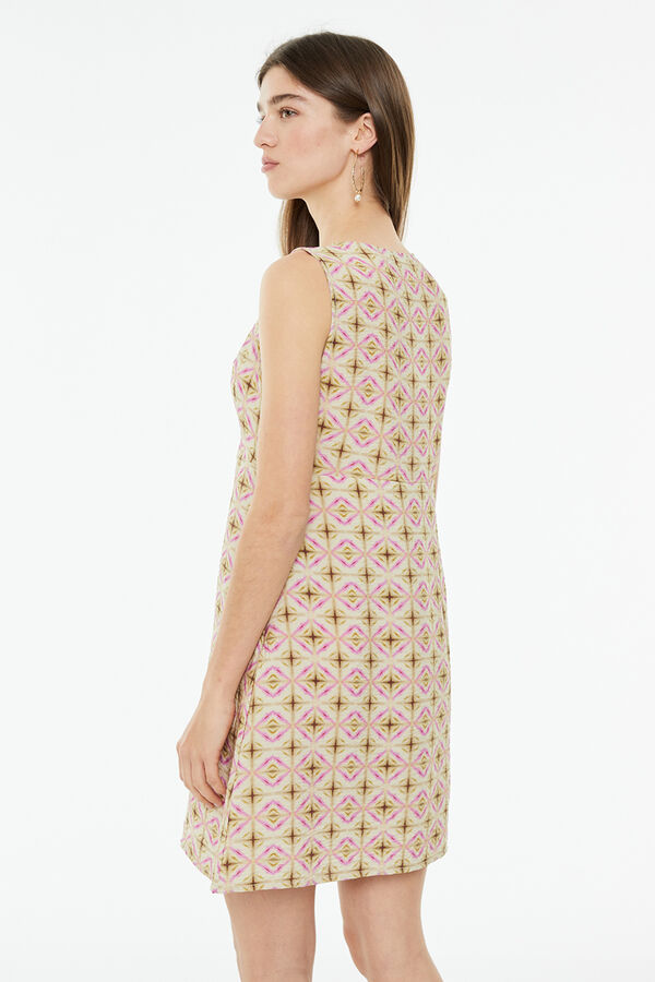 System Action Vestido curto com estampado geom&eacute;trica branco