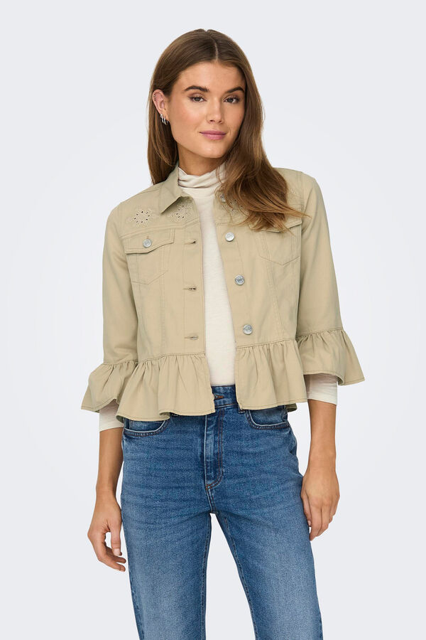 Only Chaqueta volantes beige