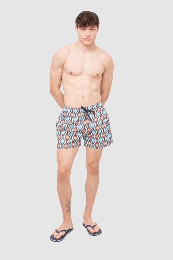 Inside Ba&ntilde;ador Estampado Geometrico naranja