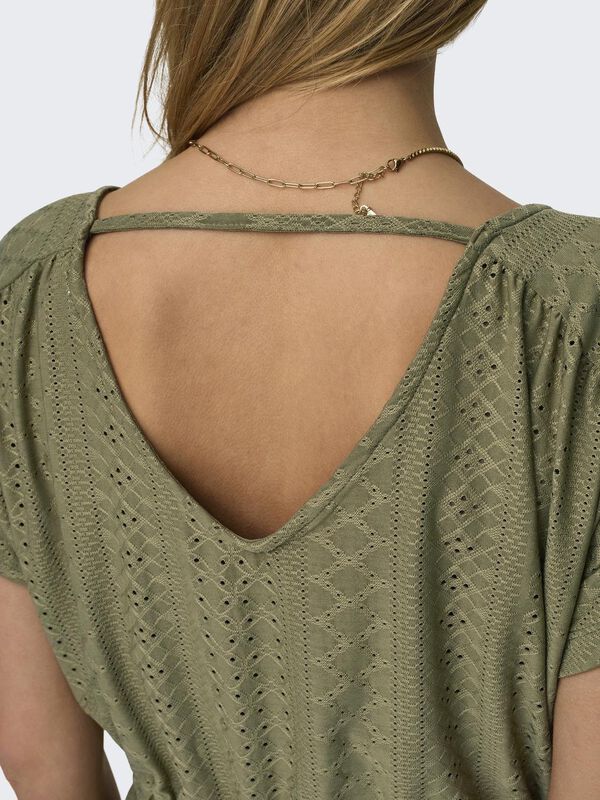 JDY Vestido corto cuello pico verde