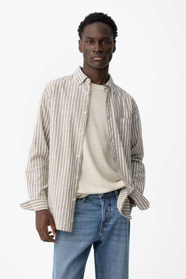 Tiffosi Camisa rayas blancas beige