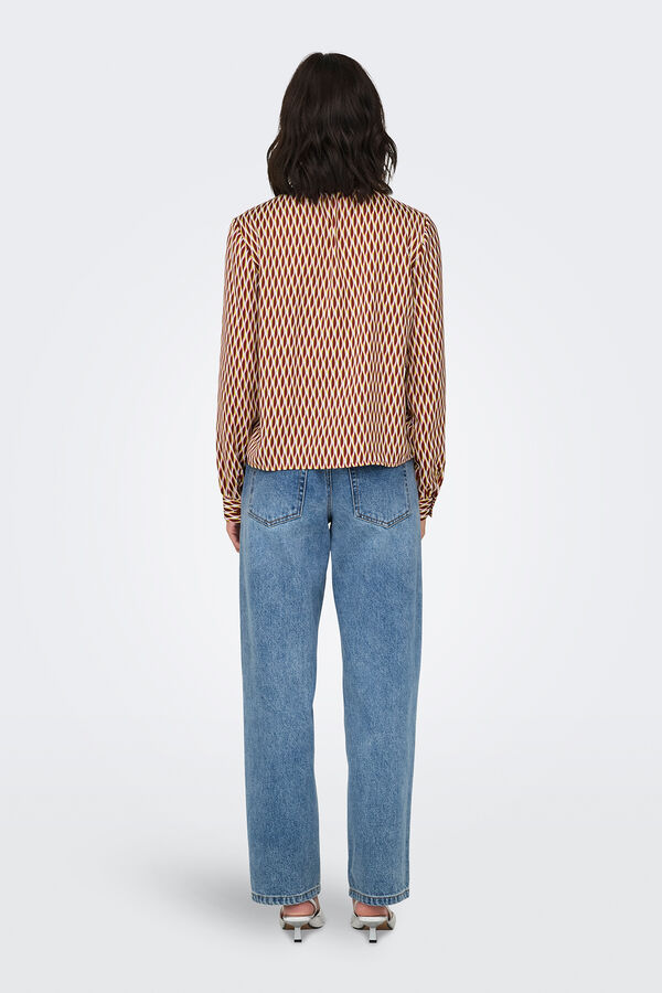 Only Blusa con lazada en el cuello rojo