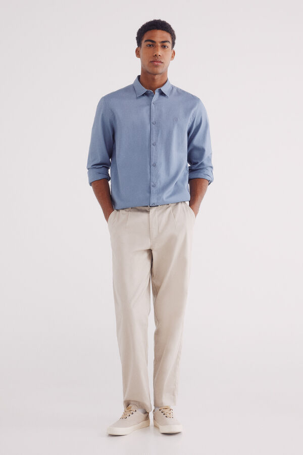 Springfield Camisa estructura tinte en prenda azul