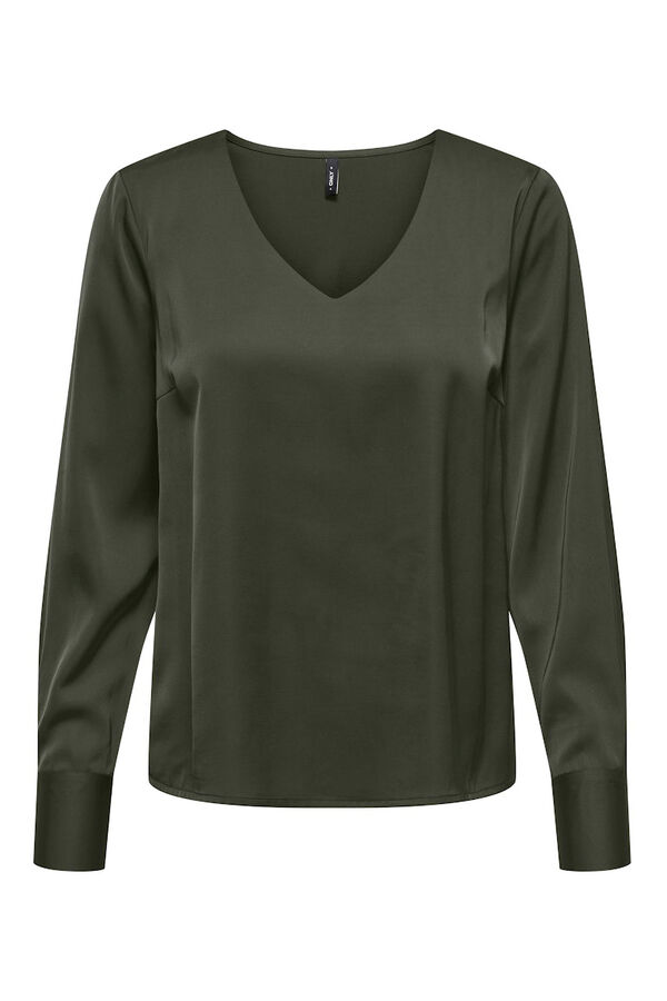 Only Blusa de cetim de manga manga bege