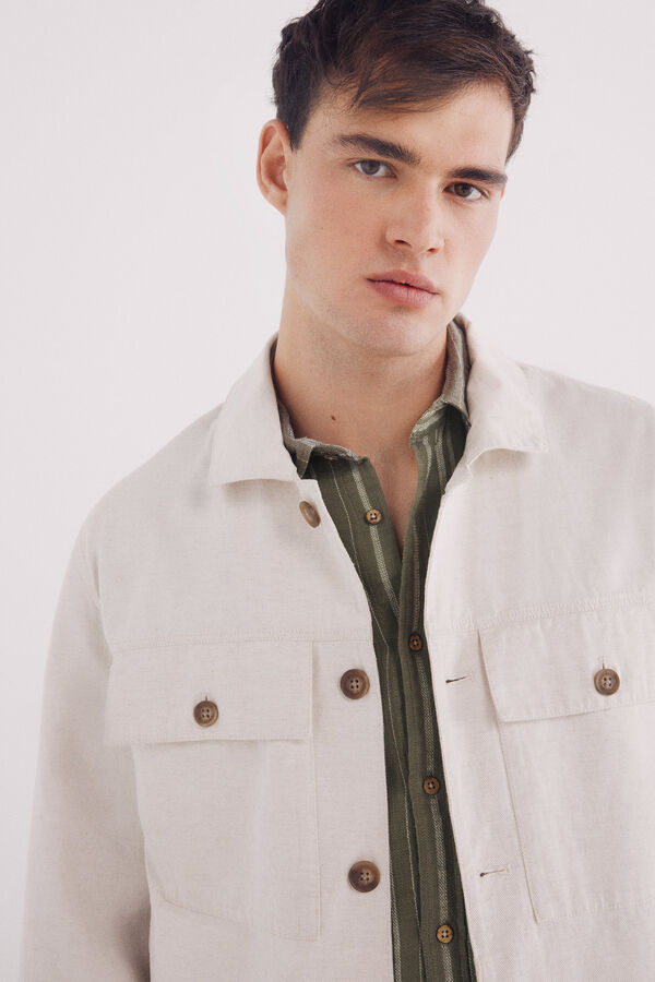 Springfield Camisa de linho-algod&atilde;o branco