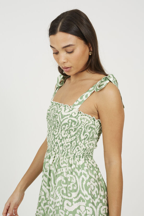 Brave Soul Vestido longo com detalhe franzido verde