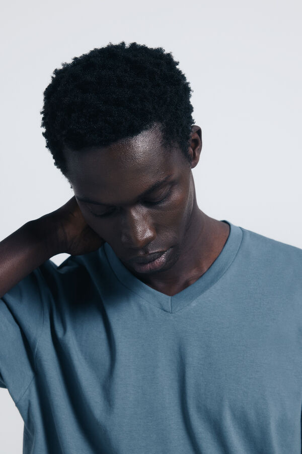 Springfield Camiseta b&aacute;sica cuello pico azul