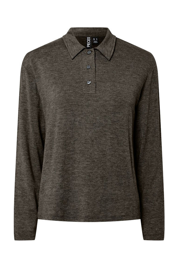 Pieces Polo de malha cinzento