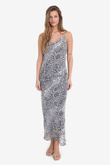 Noisy May Vestido midi tirantes animal print blanco