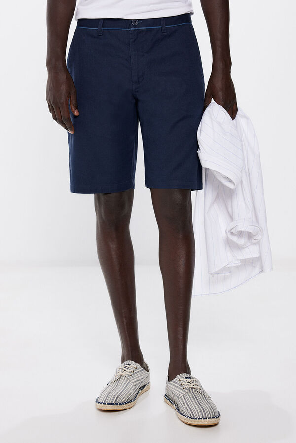 Springfield Bermuda lino comfort fit azul