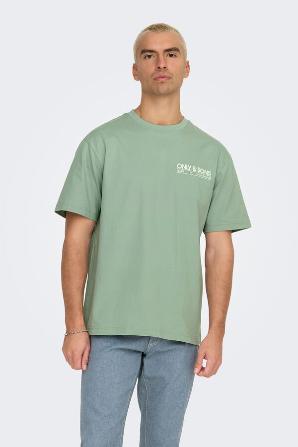 Only & Sons Herren-T-Shirt mit entspannter Passform. 100 % Bio-Baumwolle. verde