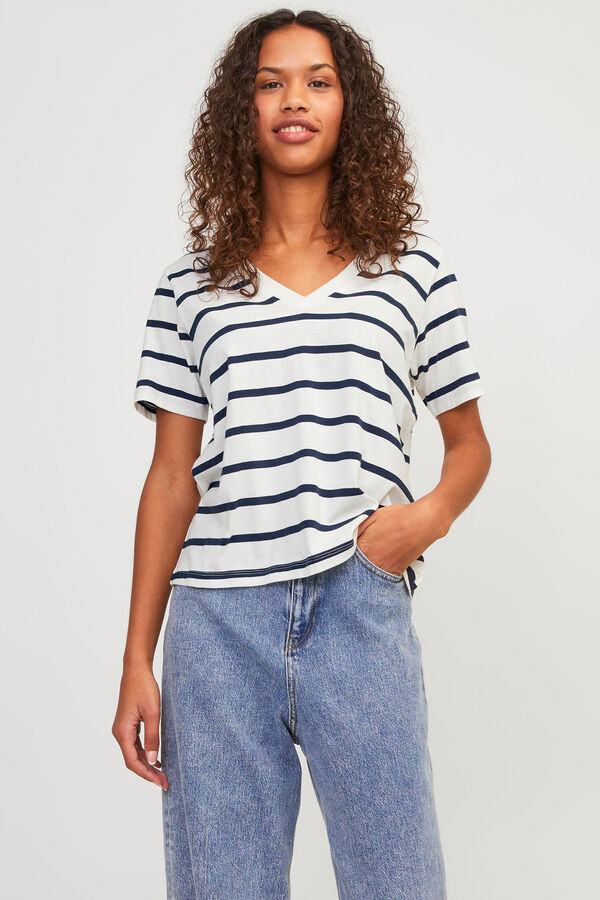 Jack & Jones Camiseta algod&oacute;n de rayas beige