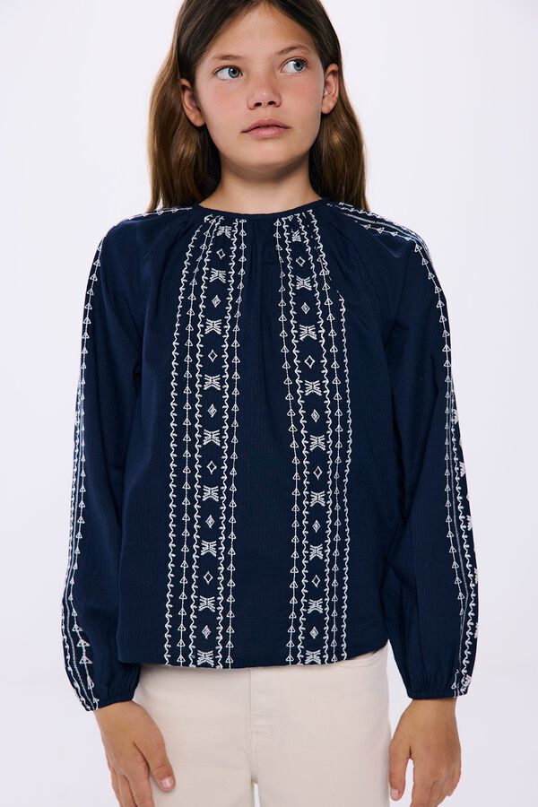 Springfield Kids Blusa bordados ni&ntilde;a azul