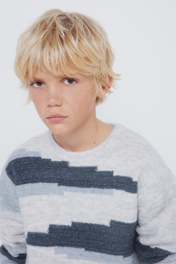 Springfield Kids Camisola com figuras geom&eacute;tricas para meninos azul