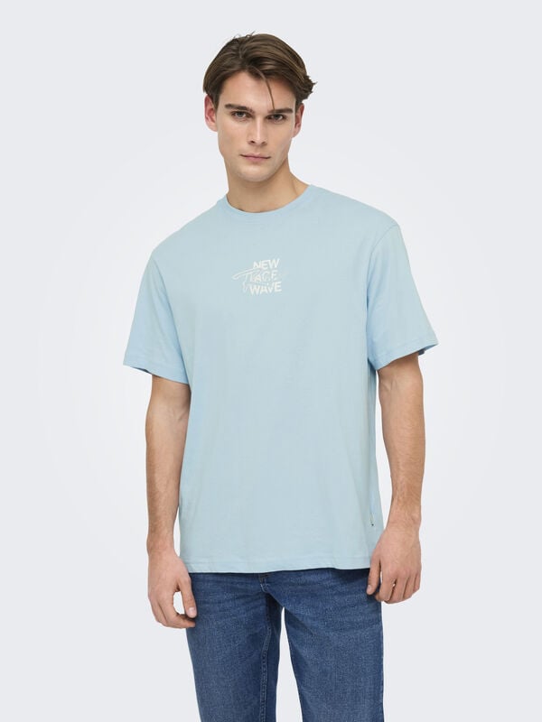 Only & Sons Camiseta manga corta print azul