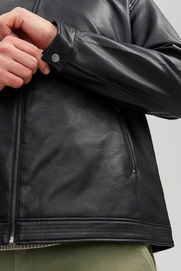 Jack & Jones PLUS Casaco biker efeito pele PLUS preto