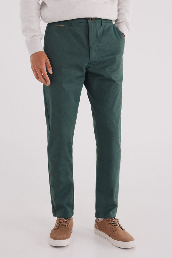 Springfield Cal&ccedil;a cal&ccedil;as chino slim fit com micro estampa verde