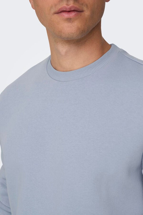 Only & Sons Sweatshirt b&aacute;sico masculino com gola redonda azul