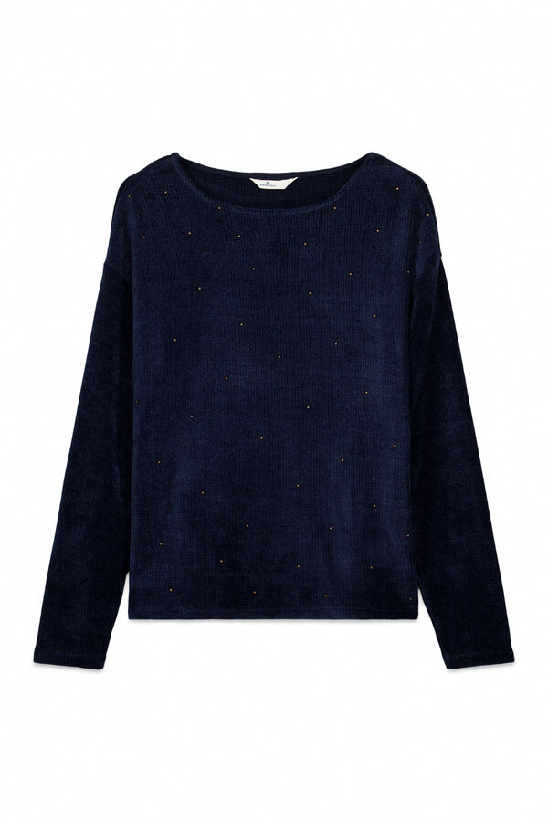 Springfield T-shirt cravejada de chenille azul