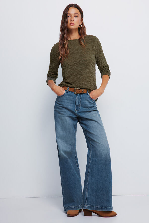 Springfield Camisola chenille estrutura Caqui escuro