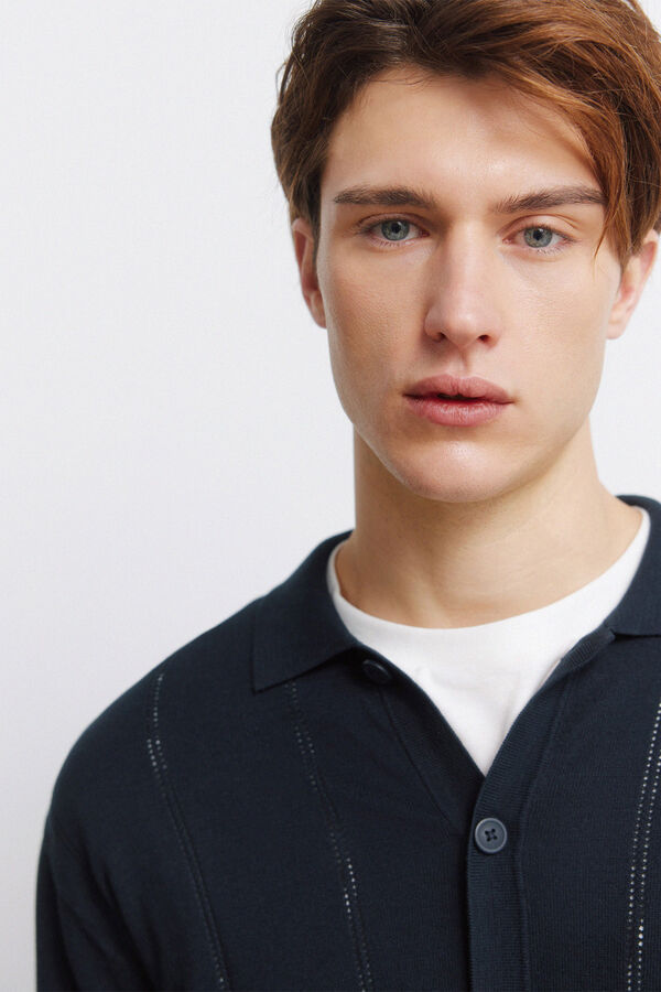 Springfield C&aacute;rdigan botones cuello polo azul