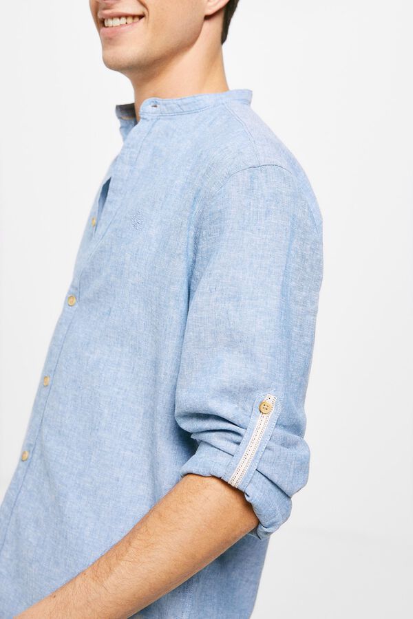 Springfield Camisa lino mao azul