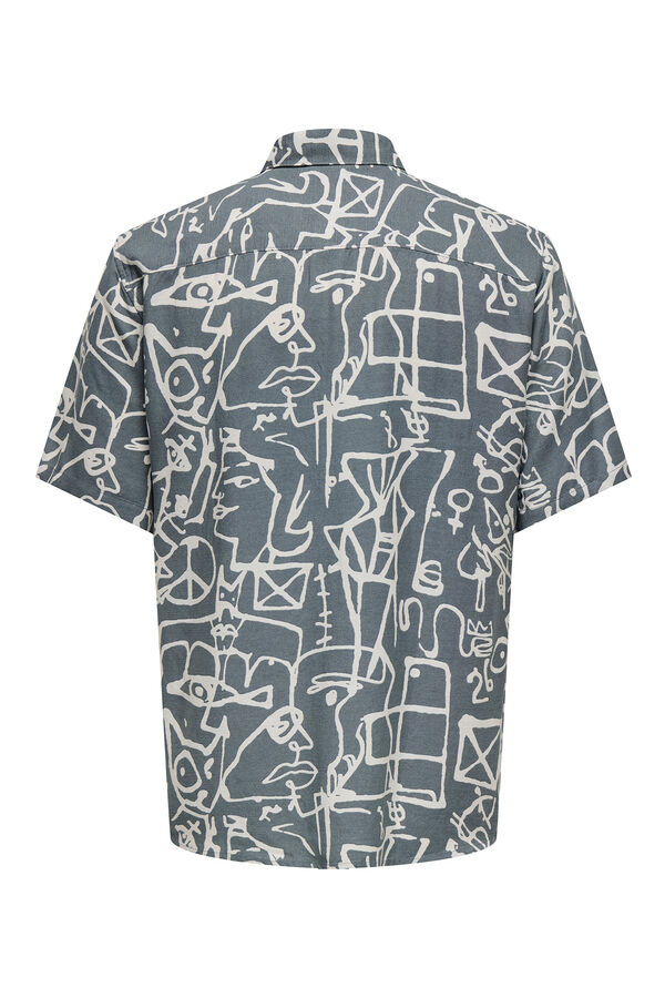 Only & Sons Camisa manga curta estampada cinzento
