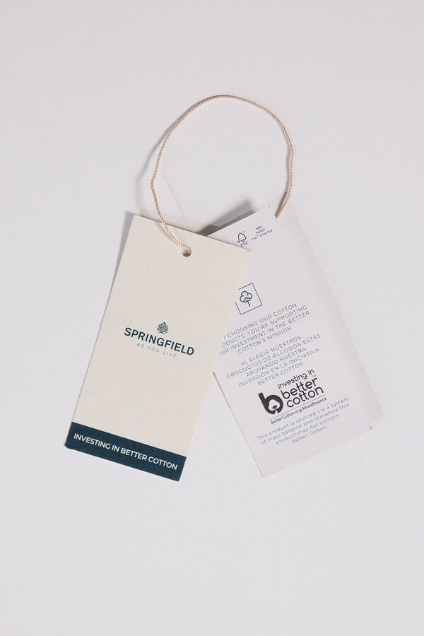 Springfield Camisa de manga curta jacquard leve azul