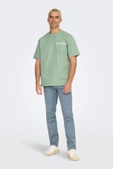 Only & Sons Herren-T-Shirt mit entspannter Passform. 100 % Bio-Baumwolle. verde
