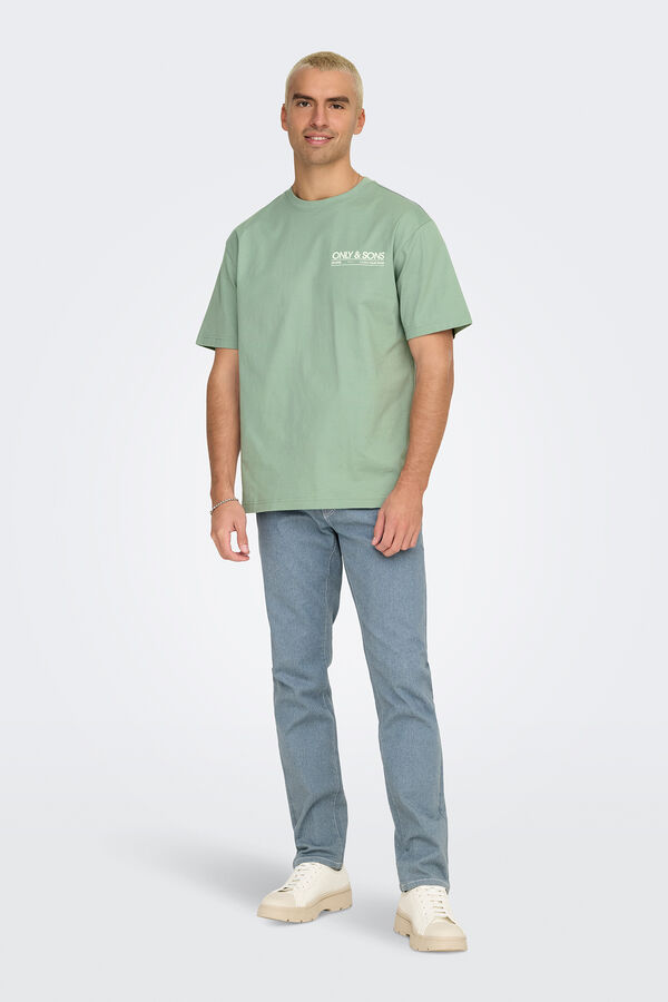 Only & Sons Herren-T-Shirt mit entspannter Passform. 100 % Bio-Baumwolle. verde