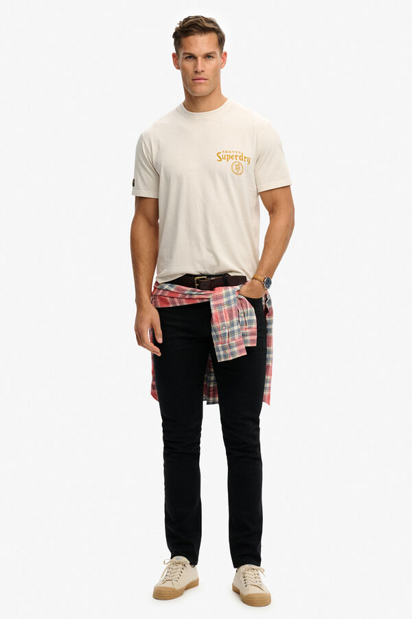 Superdry T-shirt de manga curta com estampado japon&ecirc;s nas costas bege