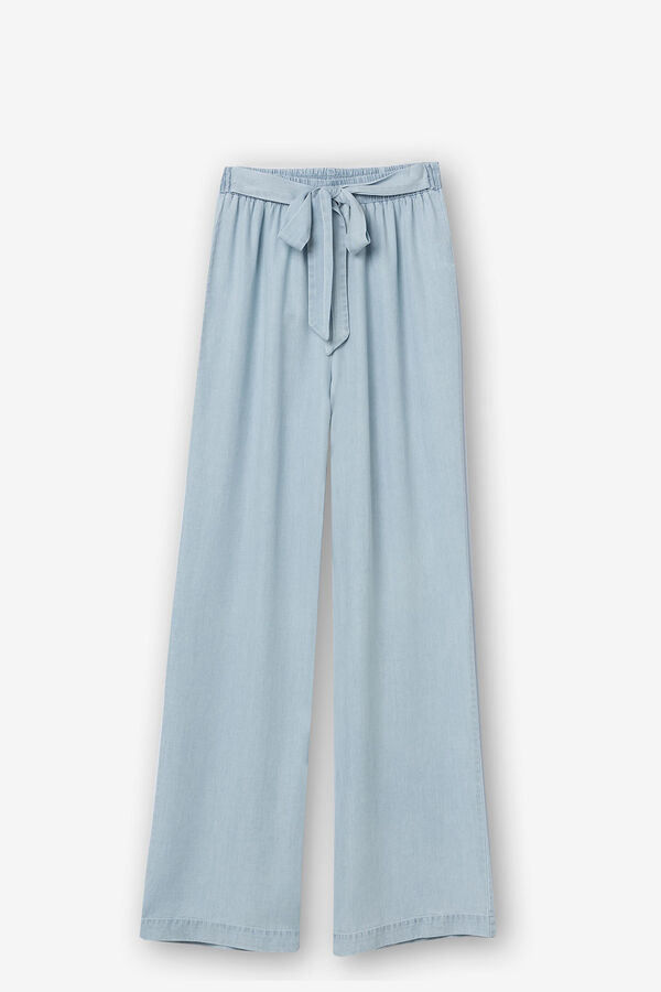 Tiffosi Pantal&oacute;n Culotte Wide Leg Lyocell con Lazo azul