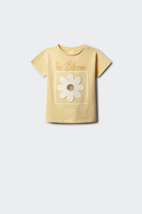 Springfield Kids Camiseta flor crochet ni&ntilde;a amarillo