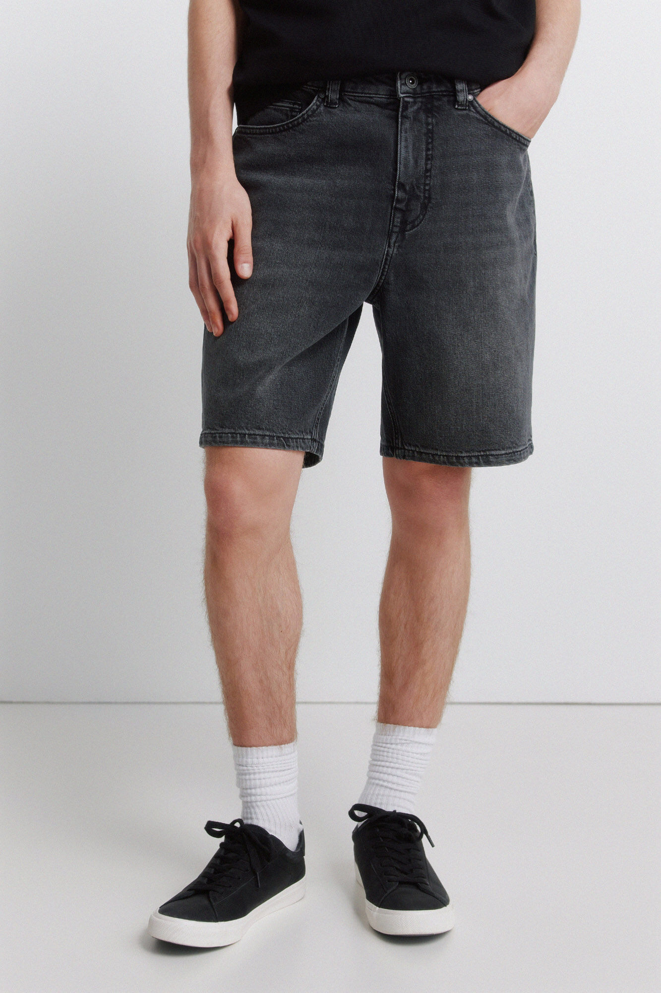 Springfield Bermuda vaquera negro lavado regular fit