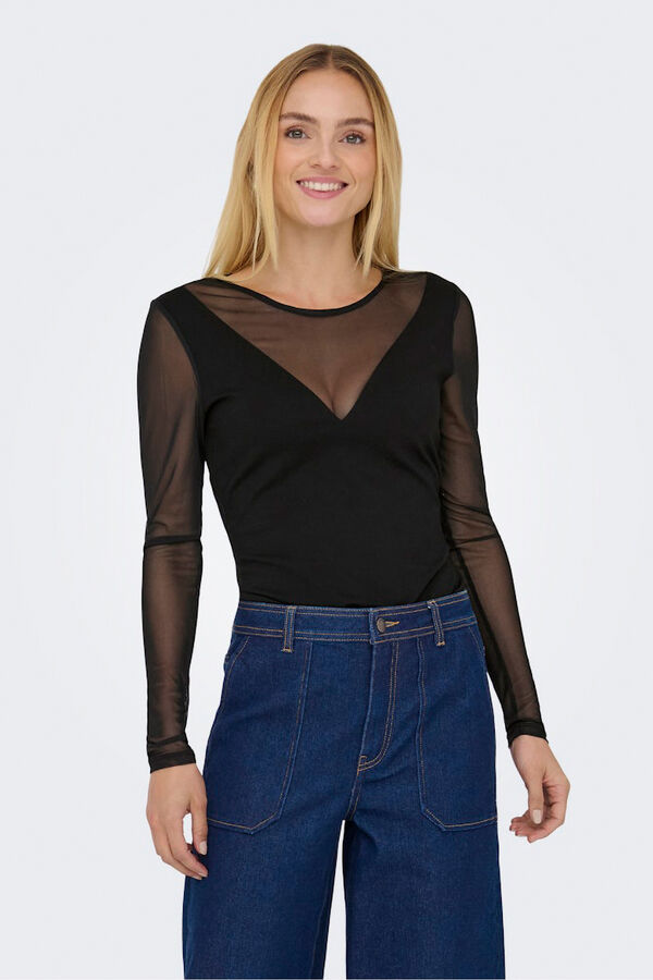 Only Body ajustado semitransparente negro